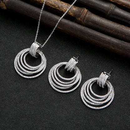 New Designer Luxury Twist Lines Geometry Cubic Zircon Engagement Dubai Naija Bridal Necklace Earring Jewelry Set D1396