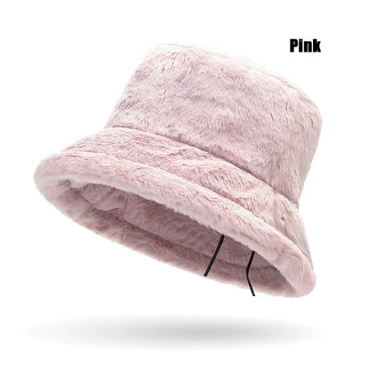 New Fall and Winter Thickened Warm Womens Plush Bucket Hat Leopard Hat