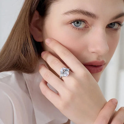 9CTTW Doveggs Full Moissanite Rings for Women Wedding Luxury Lab Diamond Jewelry S925 Sterling Silver Plated 18k Ring