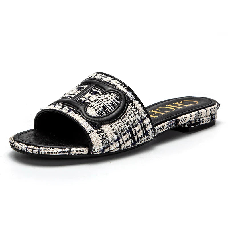 Women's Slippers New Fabric Fashion Flat Sandals Business Banquet Women's Shoes