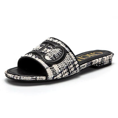 Women's Slippers New Fabric Fashion Flat Sandals Business Banquet Women's Shoes