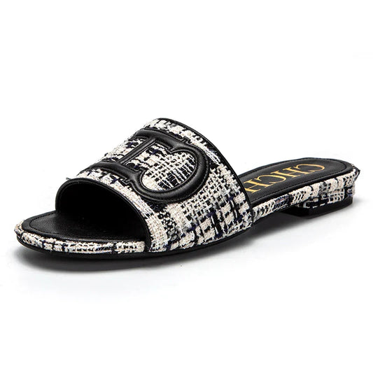 Women's Slippers New Fabric Fashion Flat Sandals Business Banquet Women's Shoes