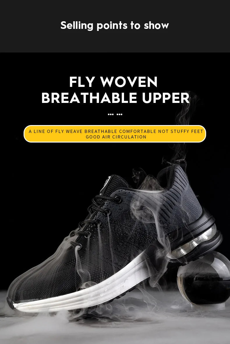 Steel Toe Shoes Safety Protective Shoes Air Cushion Work Safety Shoes Men Women Breathable Work Sneaker Anti Smash Anti-puncture