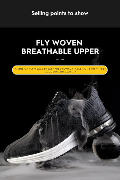 Steel Toe Shoes Safety Protective Shoes Air Cushion Work Safety Shoes Men Women Breathable Work Sneaker Anti Smash Anti-puncture
