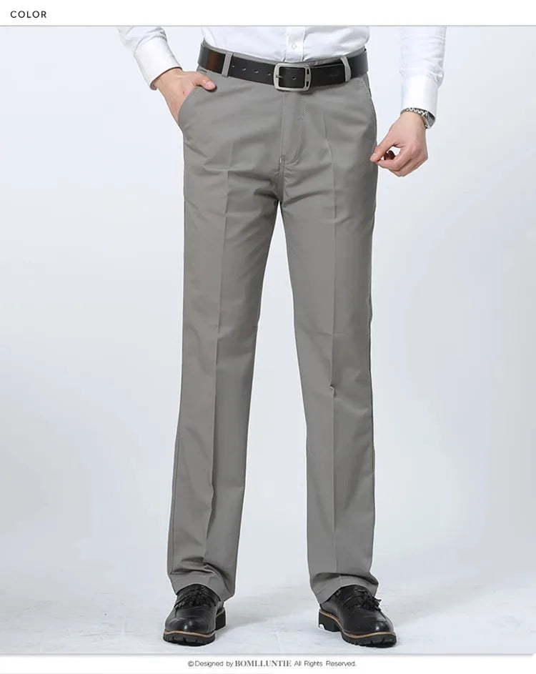 100% Cotton Men's Casual Pants Summer Autumn Fashion Solid Black Khaki Gentle Men Business Long Trousers Brand Smart Suit Pants