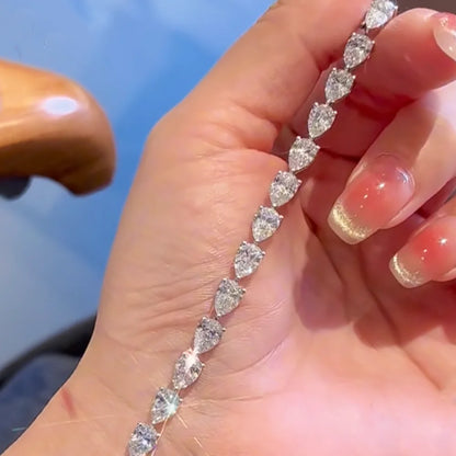 Full Moissanite Tennis Bracelet For Women S925 Sterling Silver Pear Lab Diamond Sparkling Luxury Fine Jewelry