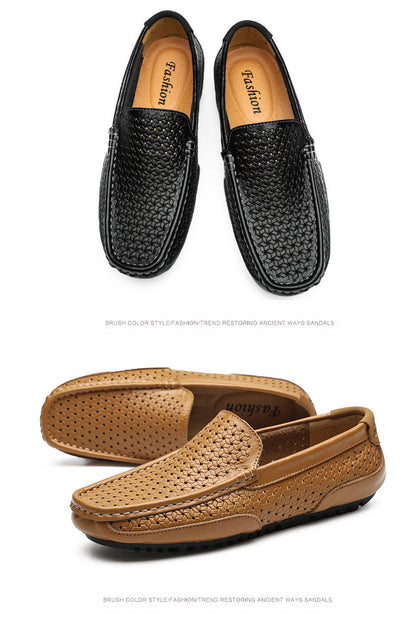 Summer Luxury Brand Men Casual Shoes Soft Genuine Leather Mens Loafers Moccasins Italian Designer Breathable Slip on Boat Shoes