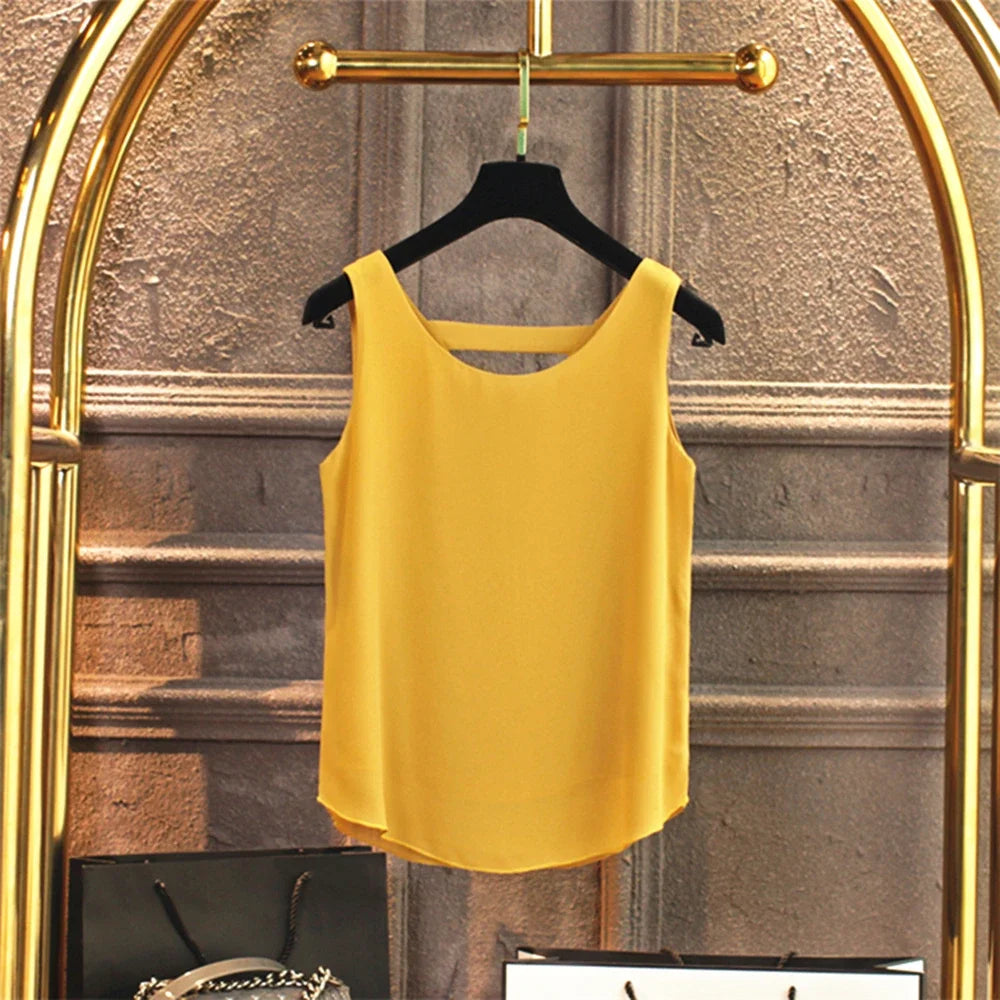 New Arrival Casual Shirt Chiffon Vest Female Summer New Sleeveless Halter T-shirt V-neck Blouse Loose Inside Cover Bellies