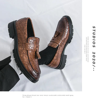 Formal Shoes For Men Fashion Casual Leather Loafers Male Slip On Business Leather Shoes Men's Dress Shoes Party Office Loafers