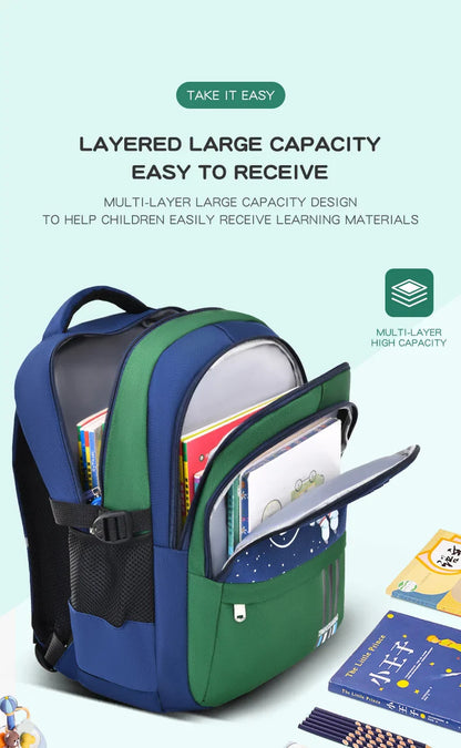 Elementary School Students Schoolbag Boys 1,2,3,4,5,6 Grades 6-12 Years Old Astronaut Shoulder Baglaptop Backpack Waterproof WEA