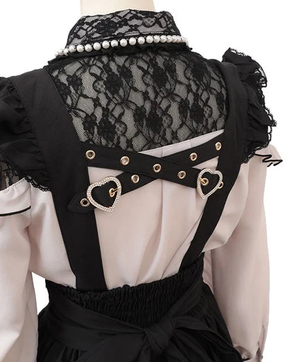 Japanese Liz Mine Mass Production Detachable Suspender Skirt Spring and Autumn Heart Cross Suspender Back Bow Straps Skirt