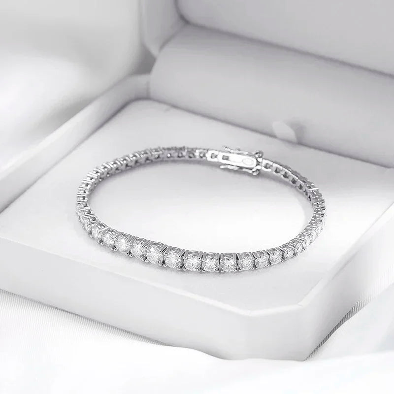 Full Moissanite Tennis Bracelet for Women with Certificate 3-5mm Size Gradient Lab Diamond Bracelets S925 Silver Plated 18K Gold