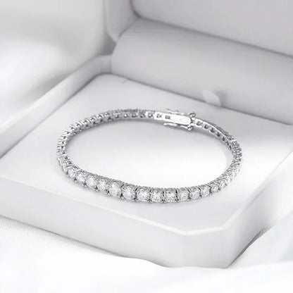 Full Moissanite Tennis Bracelet for Women with Certificate 3-5mm Size Gradient Lab Diamond Bracelets S925 Silver Plated 18K Gold