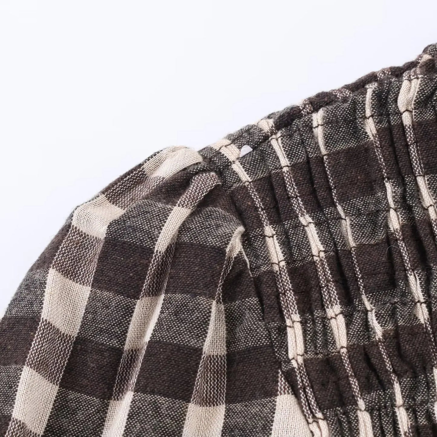 2025 Vintage Chic Brown Plaid Shirts Women Long Sleeve Blouses Fold Fashion Casual Elegant Women Tops Y2k