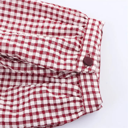 Elegant Fashion Chidori Plaid Ruffles Chiffon Shirt Spring 2025 Ruffled Neck Long Butterfly Sleeve Loose Tops Women's Clothing