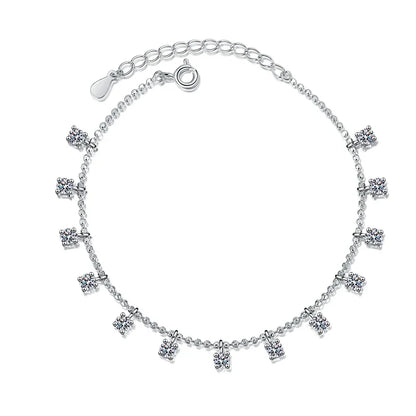 1.3/3.9cttw D Color Moissanite Tassel Bracelet for Women Full Diamond Tennis Bracelet 100% S925 Sterling Silver Chain GRA