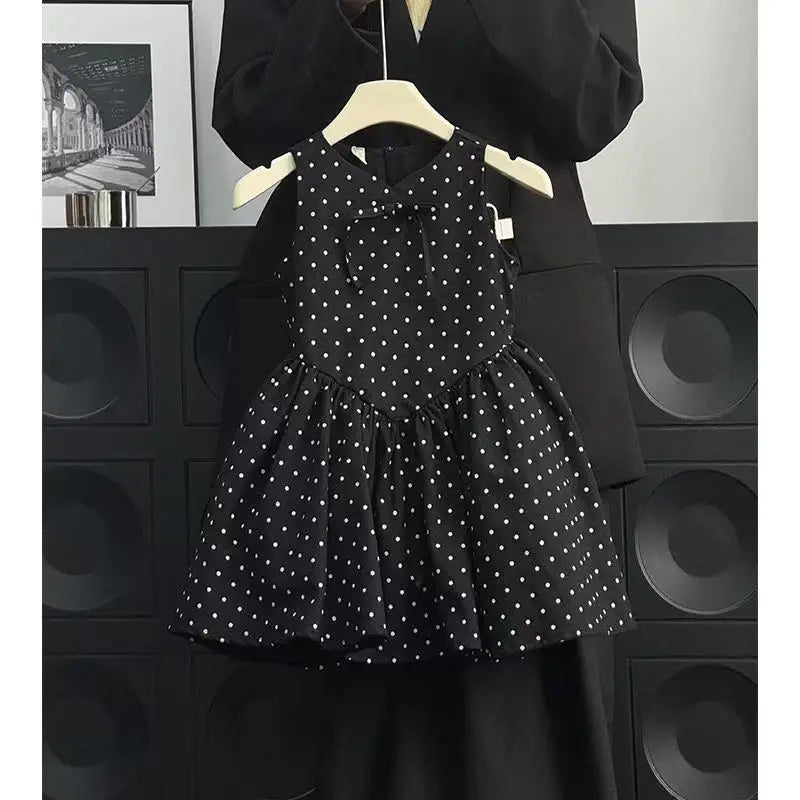 Girls Casual Dresses Polka Dot Print Bow Sleeveless Dress Kids Clothes Girls Kids Dresses for Girls 2 To 7 Years