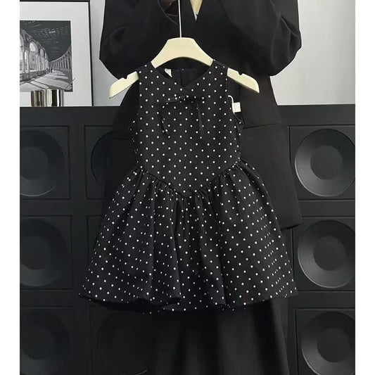 Girls Casual Dresses Polka Dot Print Bow Sleeveless Dress Kids Clothes Girls Kids Dresses for Girls 2 To 7 Years