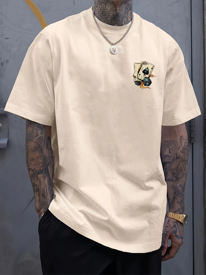 Men's summer 100% cotton printed pattern stylish casual loose comfortable round-neck T-shirt