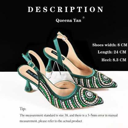 Elegant Nigerian Women's Royal Blue Only Shoes or with Rhinestone Handbag Set - Italian Design for Weddings