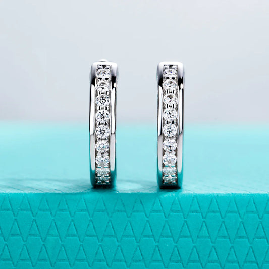 0.56cttw Luxury Moissanite Ear Hoop Earrings 925 Sterling Silver Earring For Woman Wedding Engagement Jewelry Wholesale