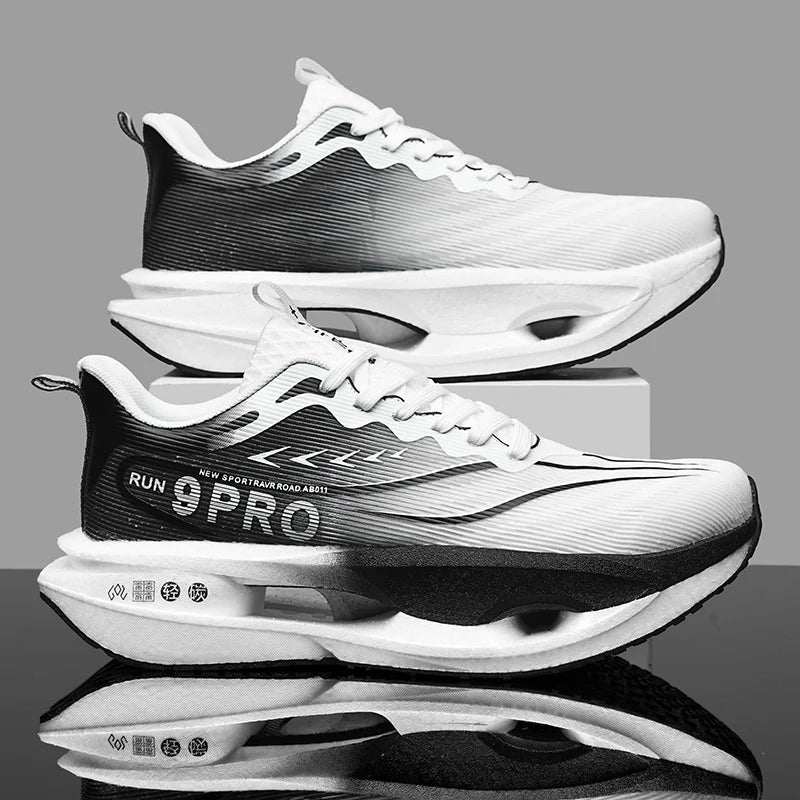 Men's Carbon Plate Sneakers Outdoor Soft Sole Mesh Sports Shoes Running Shoes Light Anti-Slip Casual Couple Tennis Shoes