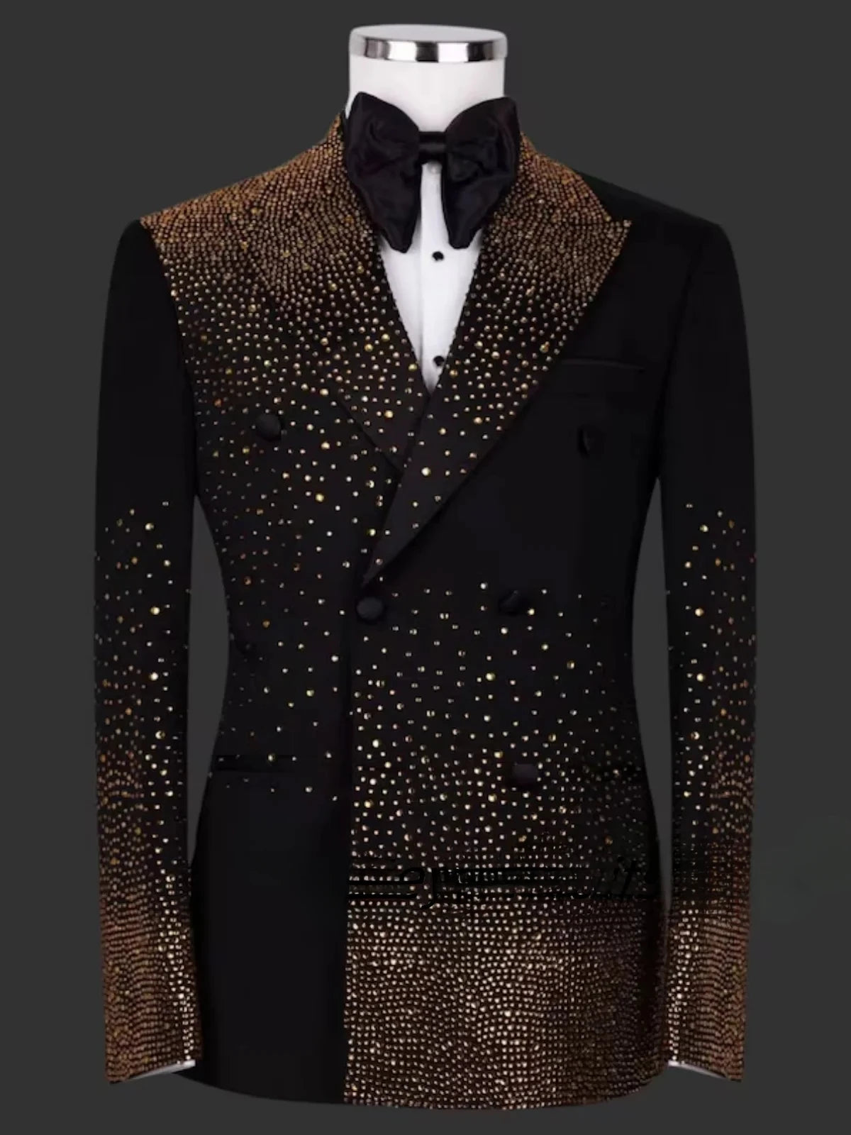Conjuntos Masculinos Elegantes de 2 Peças Ternos com Contas Douradas Ajuste Slim Lapela Personalizada para Noivos Festa de Casamento Smoking Roupas da Moda Masculina