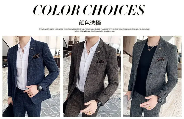 Hemp Suit (Blazer + Pants) Men's Fashion Hosts British Style Work Business Wedding Casual Art Style Elegant Gentleman Suit M-5XL