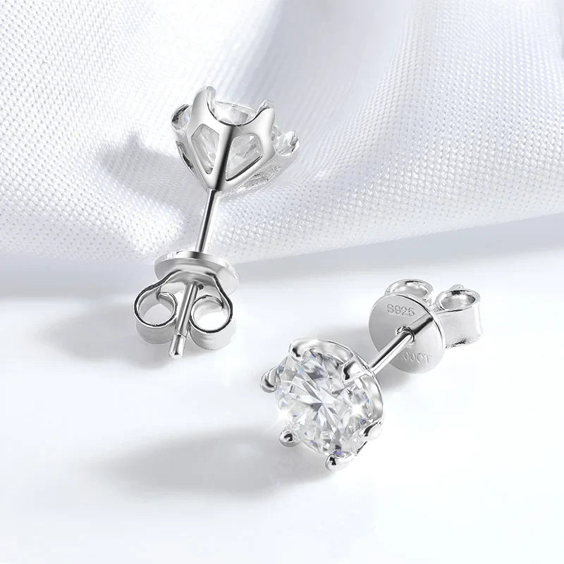 Certified 0.2-2ct D Color Moissanite Stud Earrings for Women White Gold 925 Sterling Silver Brilliant Lab Diamond Earring