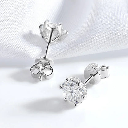 Certified 0.2-2ct D Color Moissanite Stud Earrings for Women White Gold 925 Sterling Silver Brilliant Lab Diamond Earring