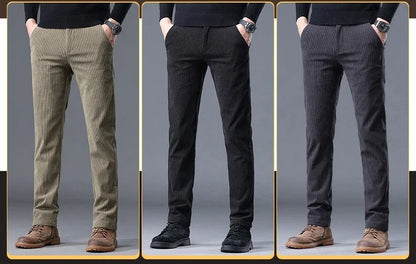 Thick Stretch Men's Corduroy Fleece Pants Fashion Business Casual Warm Chenille Male Brand Trousers Winter Thermal Pants