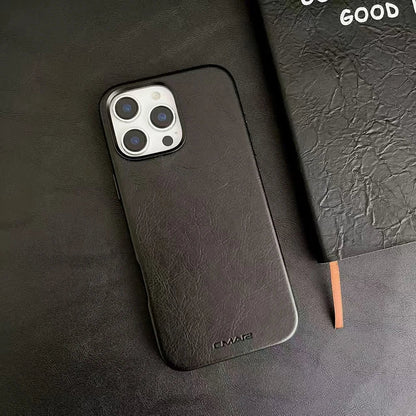 Magnetic Leather Texture MagSafe Phone Case for IPhone 17 16pro Max 15 14 Pro 13 Wireless Charging Alloy Lens Bumper Armor Cover