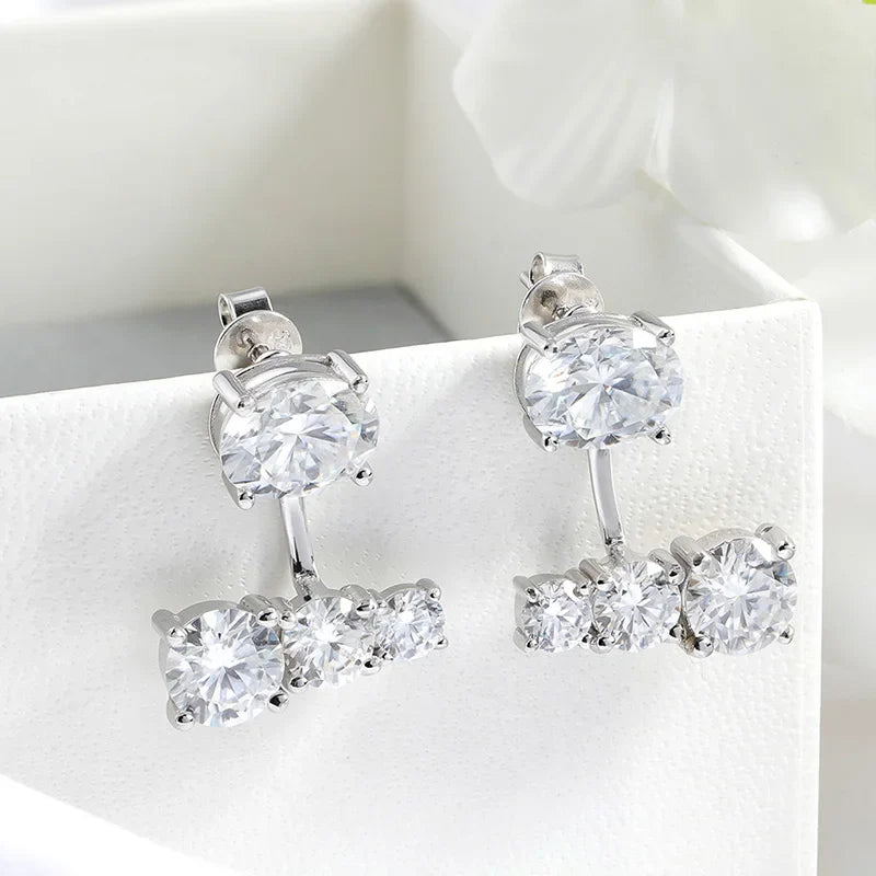 Gradient Full Moissanite Drop Earrings for Women Oval Cut Sparkling Lab Diamond Fine Jewelry Pure 925 Sterling Silver