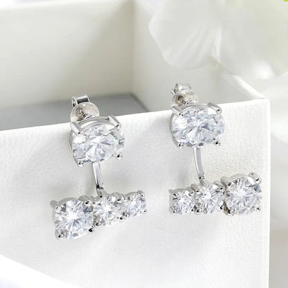 Gradient Full Moissanite Drop Earrings for Women Oval Cut Sparkling Lab Diamond Fine Jewelry Pure 925 Sterling Silver