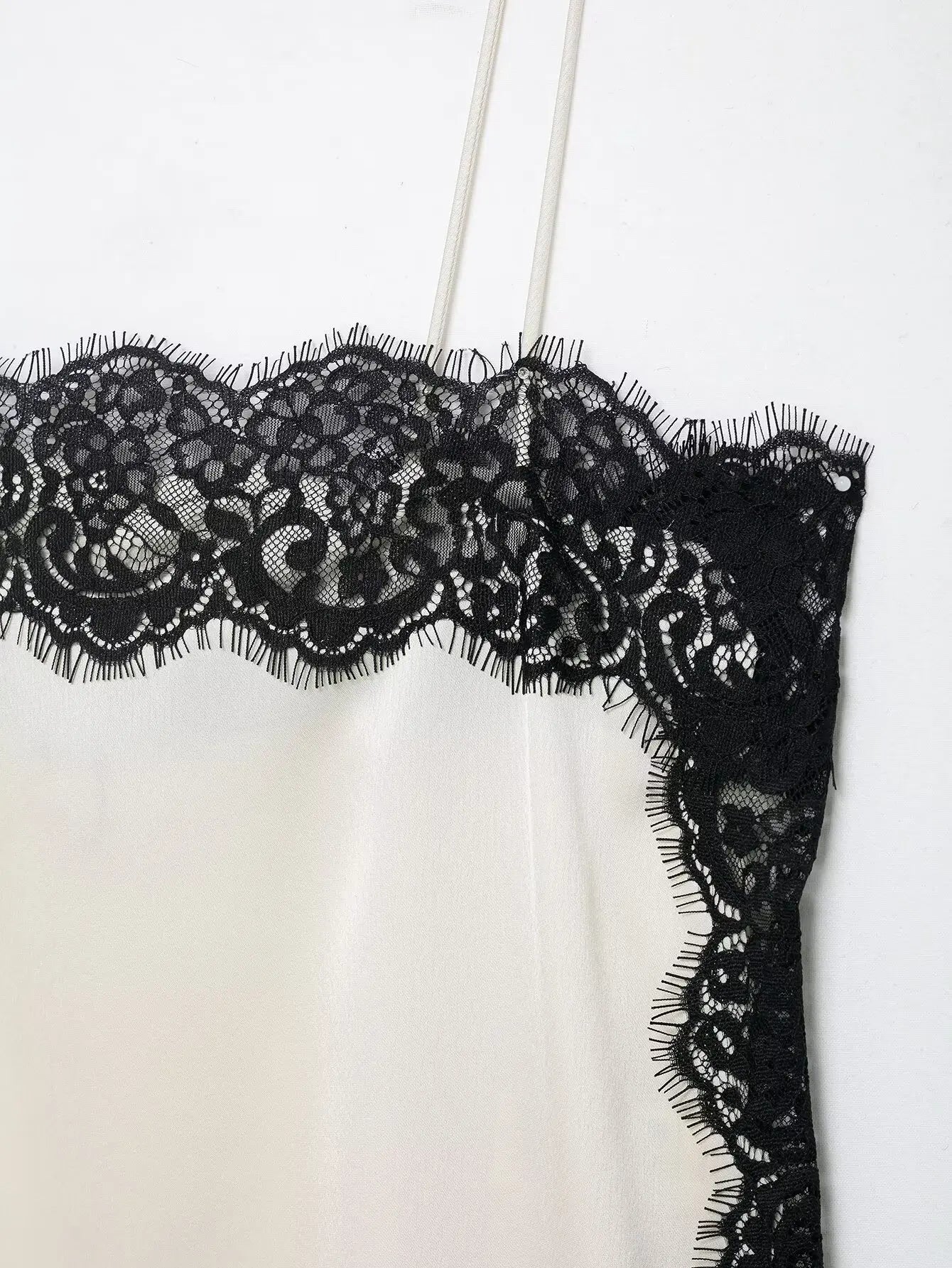 Elegant Sexy Lace Splice Satin Tops for Women Sleeveless Backless Beach Chic Tops Cropped Camisole Christmas Evening Party Tops