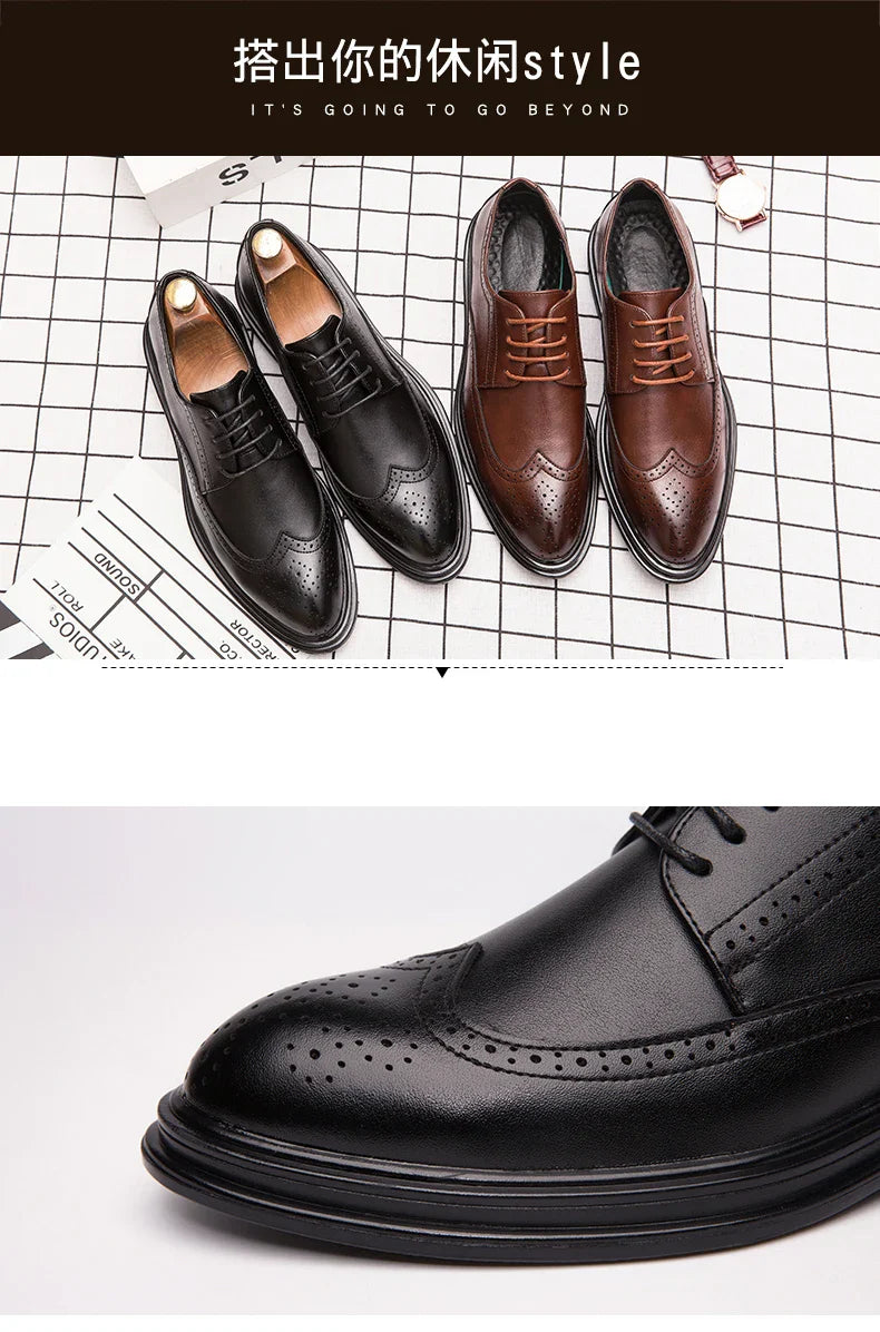 Clsssic Casual Business Shoes For Men Wedding Social Oxford Shoes Men's Dress Leather Office Formal Party Leather Brogues Shoes