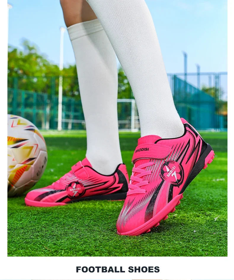 Kids Soccer Cleats Football Shoes AG/TF Studs Non Slip Wear Resistant Breathable Training Sneakers Children Boy Girl Match Boots