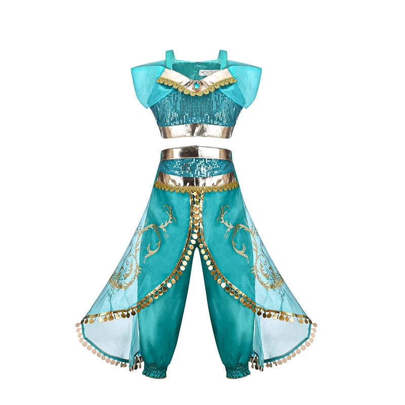 Jasmine Princess Dress for Kids Girls Cosplay Aladdin Magic Lamp Costume Halloween Kids Birthday Carnival Ball Vestidos Outfits