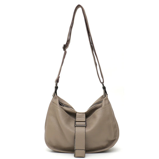 Women Design Style Genuine Leather Shoulder Bag Multi Pockets Casual Daily Slouchy Preppy Chic Handbag Messenger Satchel Purse