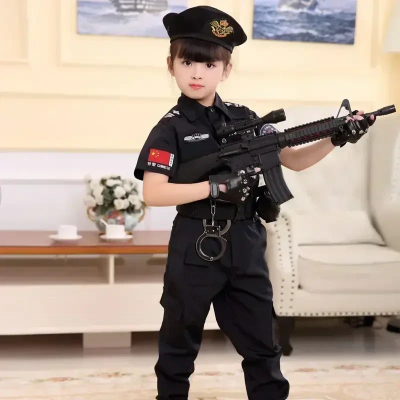 Nieuwe Kinderen Jongens Meisjes Grappige Politieagent Kostuums Kinderen Politie Uniform Cosplay Kleding Pak Halloween Party