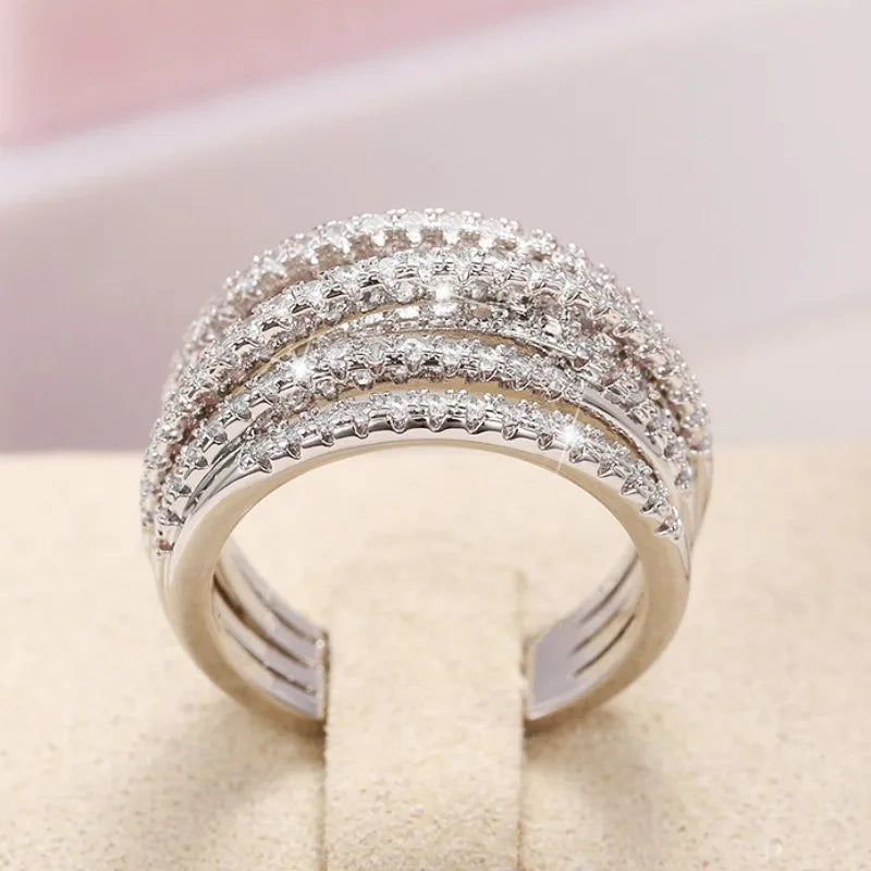 Luxury Cross Design Rings Full Paved CZ Stone Modern Fashion Sparkling Women's Rings Wedding Bands Jewelry Drop Shipping