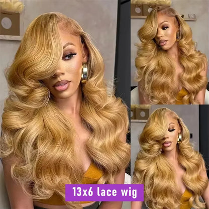 13x6 HD Lace Front Human Hair Wig 210% Density Body Wave Human Hair Wigs Colored 27# Pre Plucked Brazilian Hair