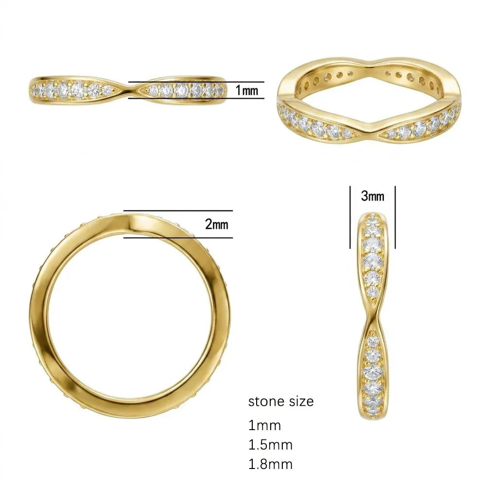 D VVS1 Moissanite Rings for Women Stacking Eternity Band Engagement Matching Ring s925 Sterling Silver Fine Jewelry