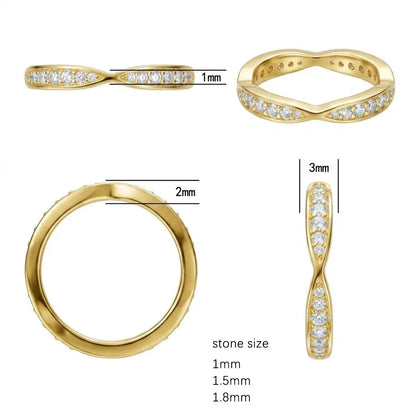 D VVS1 Moissanite Rings for Women Stacking Eternity Band Engagement Matching Ring s925 Sterling Silver Fine Jewelry