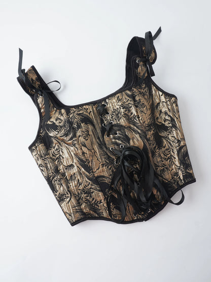 This printed double shoulder strap can be tied with a bow It's a sexy strapless and body-shaping top for women