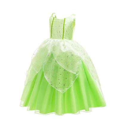 Disney Girls Cosplay Fada Tinker bell Vestido Crianças Princesa Fada das Flores Com Asas Fantasia Festa Tinkerbell Tinker Bell Vestido