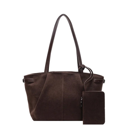 Suede Shoulder Bags for Women Large Suede Totes Lightweight Underarm Bag Casual Shopper Handbag Solid Color Travel Bucket Bags