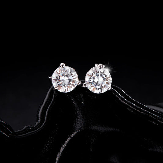 D Color 1CT Moissanite Earrings 925 Sterling Silver Sparkling Three Prong Setting Stud Earrings For Women Wedding Jewelry