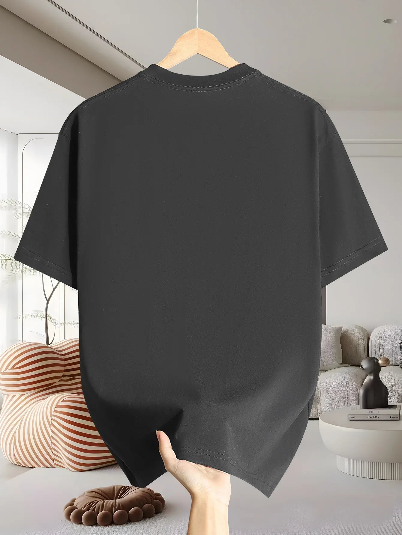 Men's 100% pure cotton fashionable casual loose retro pattern printed round neck short sleeved T-shirt top