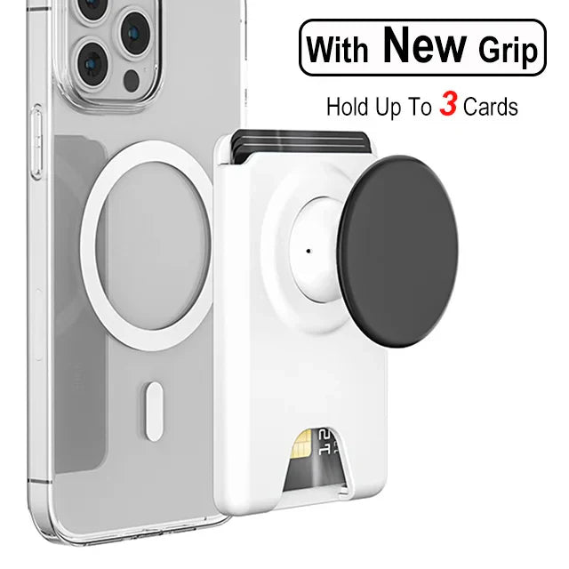 Universal Magnetic Wallet With Expanding Phone Grip,Phone Card Holder Solid SocketWallet For IPhone Samsung Wallets